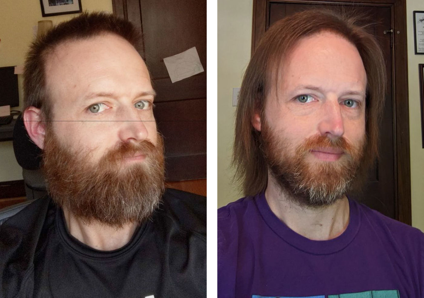 Heath Borders goes from buzz cut to long hair